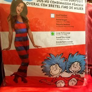 Womens custume Dr.Seuss womens jumpsuit halter style thing 1 thing 2 l/xl